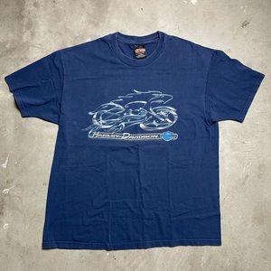 Vintage 2000 Harley Davidson Shirt Mens XL Blue Short Sleeve Little Rock, AR